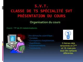 organisation du cours