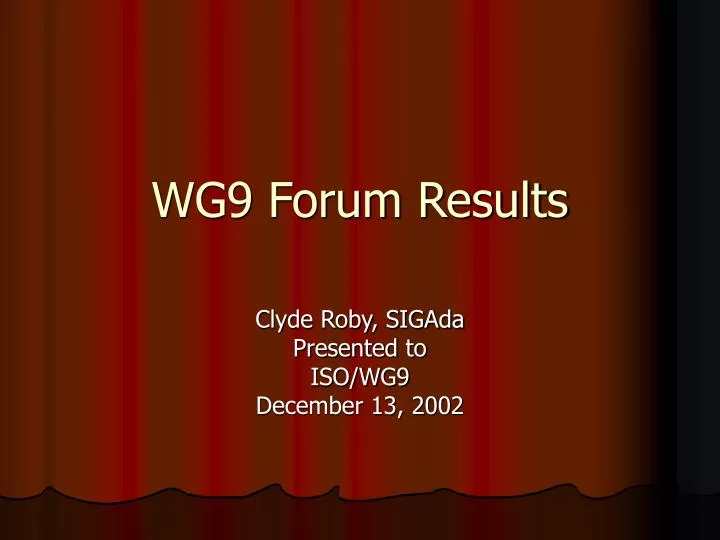 wg9 forum results