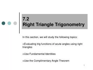 7.2 Right Triangle Trigonometry