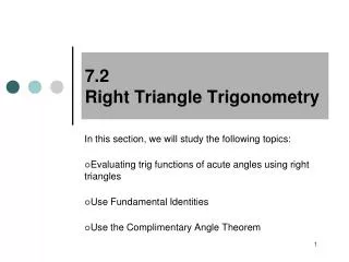 7.2 Right Triangle Trigonometry
