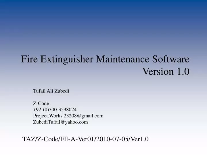 fire extinguisher maintenance software version 1 0