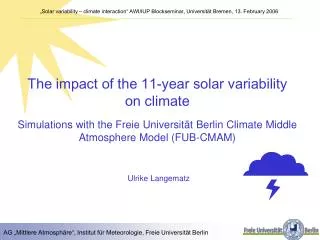 The impact of the 11-year solar variability on climate