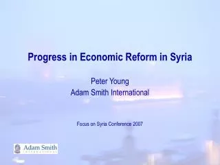 Progress in Economic Reform in Syria