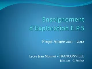 enseignement d exploration e p s
