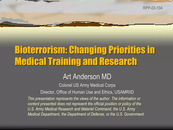 bioterrorism changing priorities in medical training and research