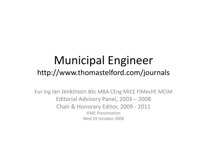 municipal engineer http www thomastelford com journals