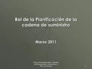 rol de la planificaci n de la cadena de suministro