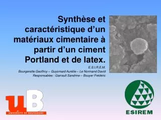 synth se et caract ristique d un mat riaux cimentaire partir d un ciment portland et de latex