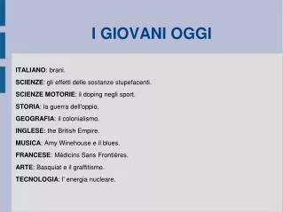 i giovani oggi