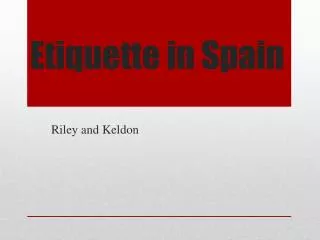 Etiquette in Spain