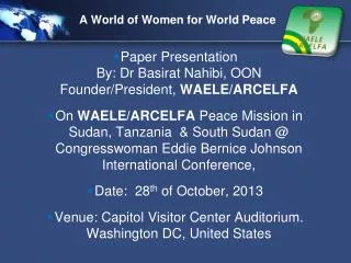 A World of Women for World Peace