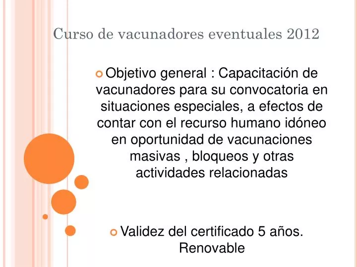 curso de vacunadores eventuales 2012