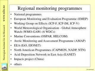 Regional monitoring programmes