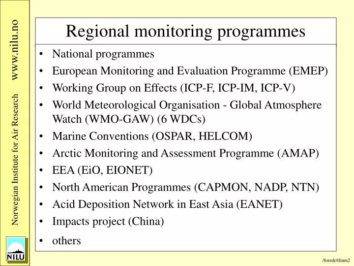 regional monitoring programmes