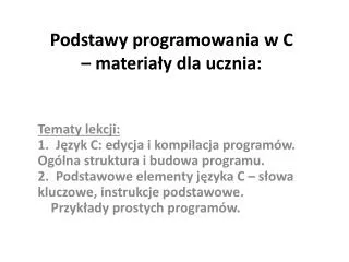 podstawy programowania w c materia y dla ucznia
