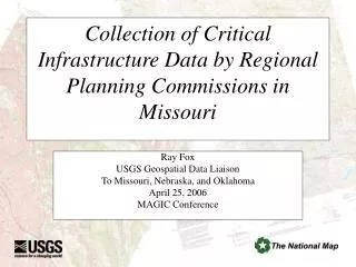 Collection of Critical Infrastructure Data by Regional Planning Commissions in Missouri