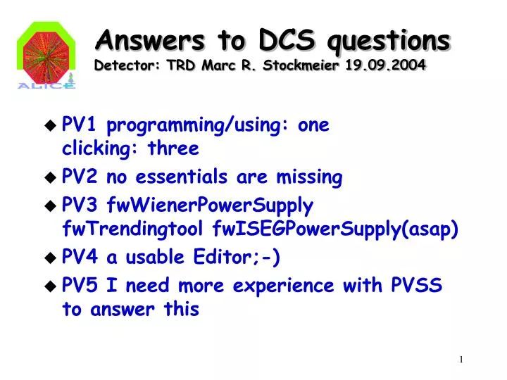 answers to dcs questions detector trd marc r stockmeier 19 09 2004