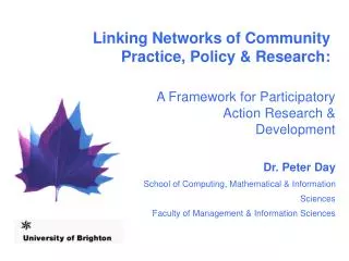 Linking Networks of Community Practice, Policy &amp; Research: