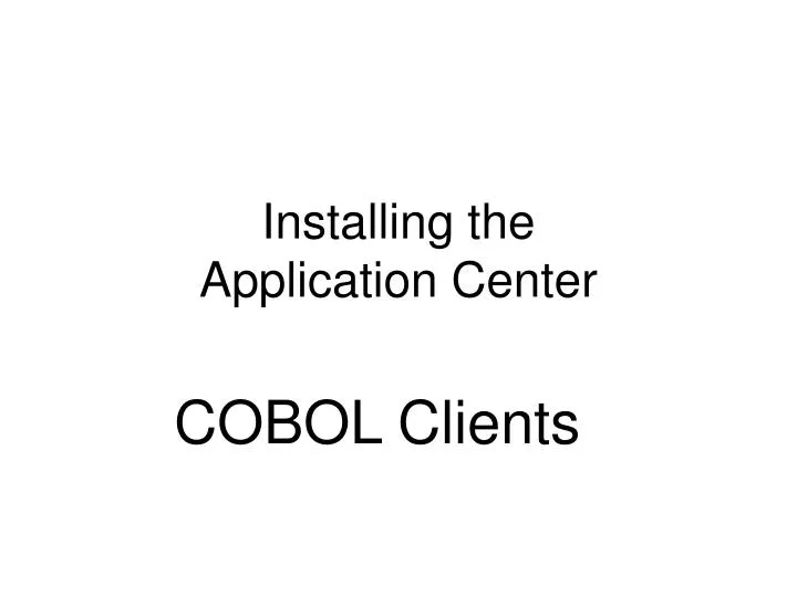 installing the application center