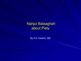 Nahjul Balaaghah about Piety