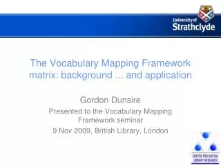 The Vocabulary Mapping Framework matrix: background ... and application