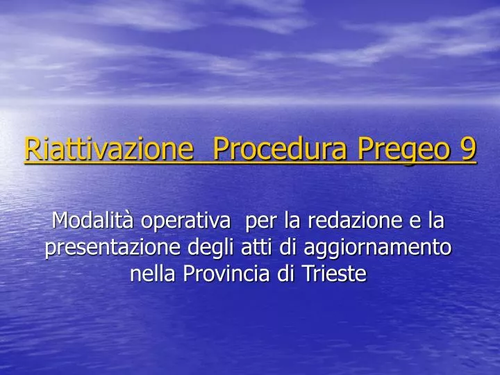 riattivazione procedura pregeo 9