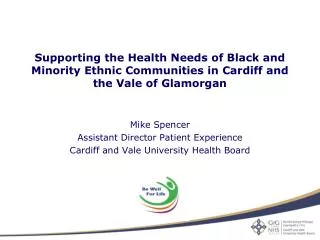 Mike Spencer Assistant Director Patient Experience Cardiff and Vale University Health Board