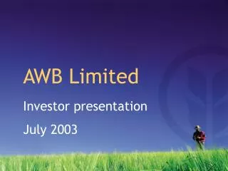 Investor presentation July 2003