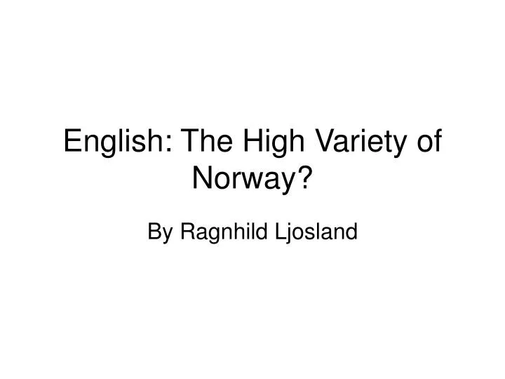 english the high variety of norway