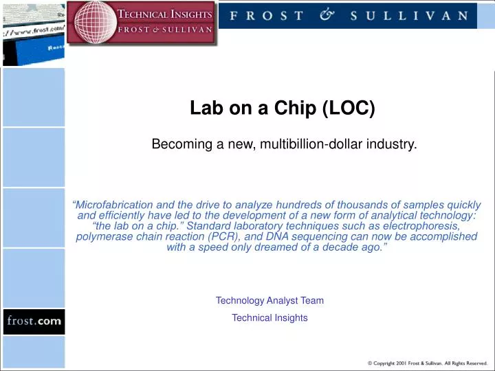 lab on a chip loc becoming a new multibillion dollar industry