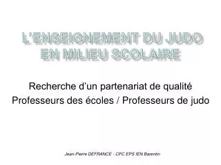 l enseignement du judo en milieu scolaire