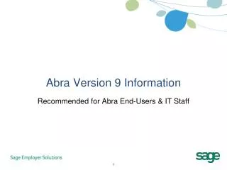 Abra Version 9 Information