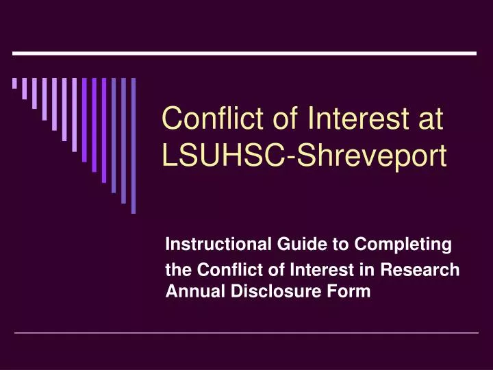 conflict of interest at lsuhsc shreveport