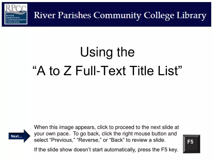 using the a to z full text title list