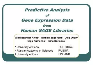 Predictive Analysis of Gene Expression Data from Human SAGE Libraries