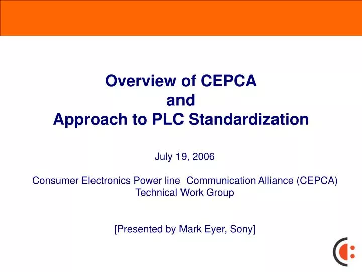 overview of cepca and approach to plc standardization