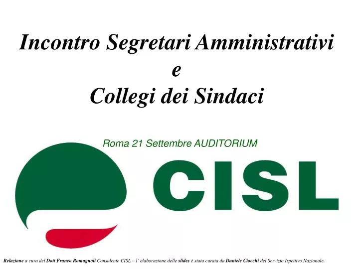 incontro segretari amministrativi e collegi dei sindaci