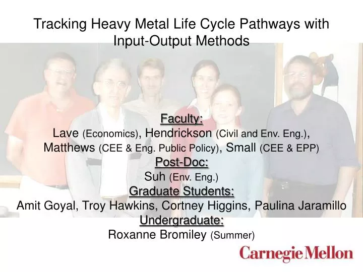 tracking heavy metal life cycle pathways with input output methods