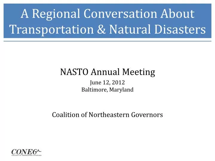 a regional conversation about transportation natural disasters