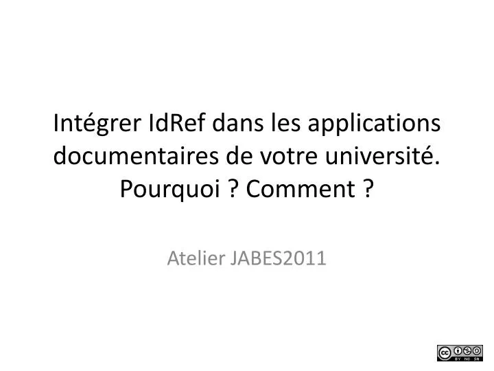 int grer idref dans les applications documentaires de votre universit pourquoi comment