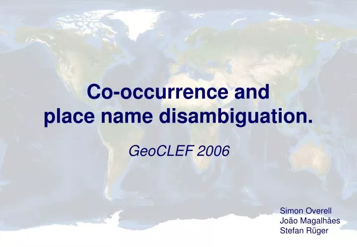 co occurrence and place name disambiguation