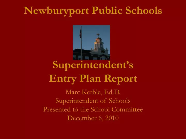 newburyport public schools superintendent s entry plan report