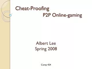 cheat proofing p2p online gaming