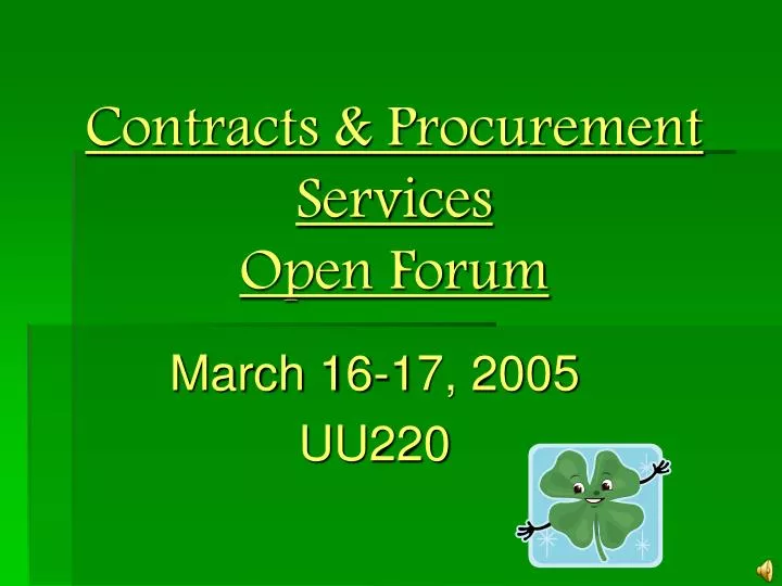 contracts procurement services open forum