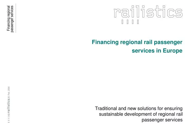 financing regional rail passenger services in europe