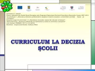 curriculum la decizia colii