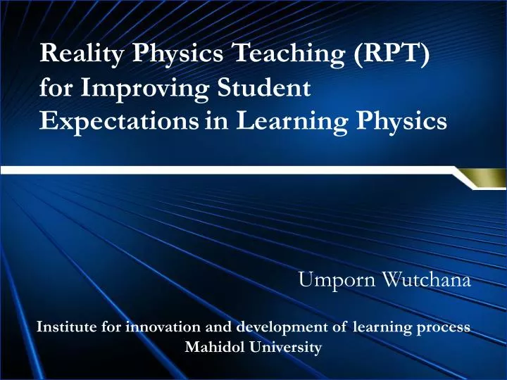 reality physics teaching rpt for improving student expectations in learning physics