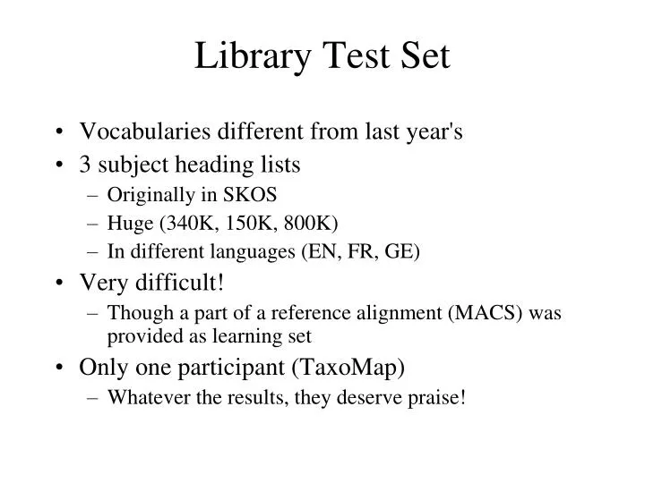 library test set