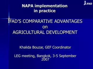 NAPA implementation in practice