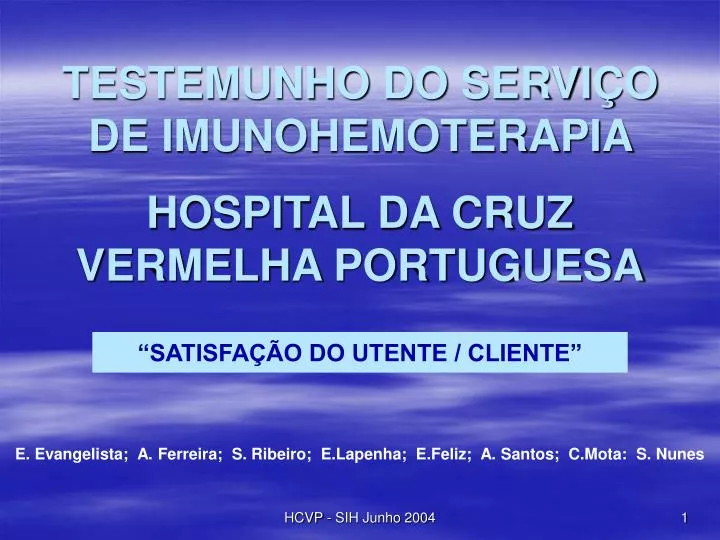 testemunho do servi o de imunohemoterapia hospital da cruz vermelha portuguesa